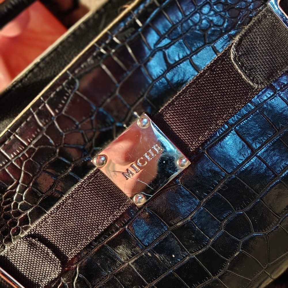 Miche Black Croc-Embossed Handbag